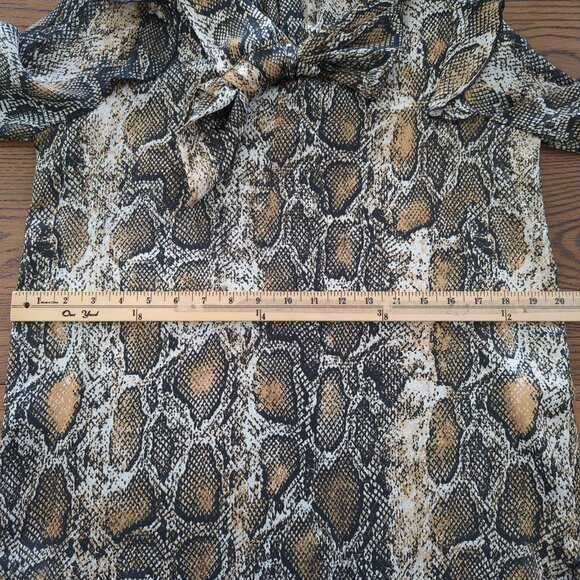 Zara Women's Snake Print Ruffled Career Blouse Size S With Tie Neck Long Sleeves - Picture 11 of 13